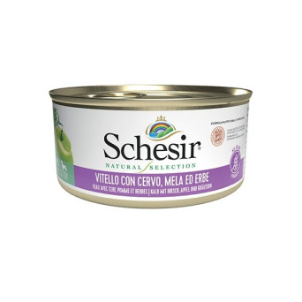 SCHESIR Natural Selection Spielzeug für Erwachsene & Kleines Kalbfleisch mit Hirsch, Apfel und Kräutern 95 gr.