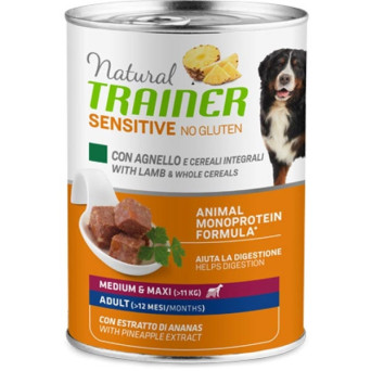 TRAINER Natural Sensitive No Gluten Medium & Maxi Adult mit Lamm und Getreide 400 gr.