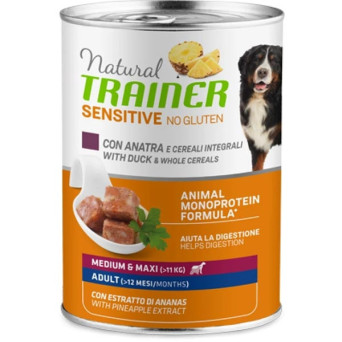 TRAINER Natural Sensitive No Gluten Medium & Maxi Adult mit Ente und Getreide 400 gr.