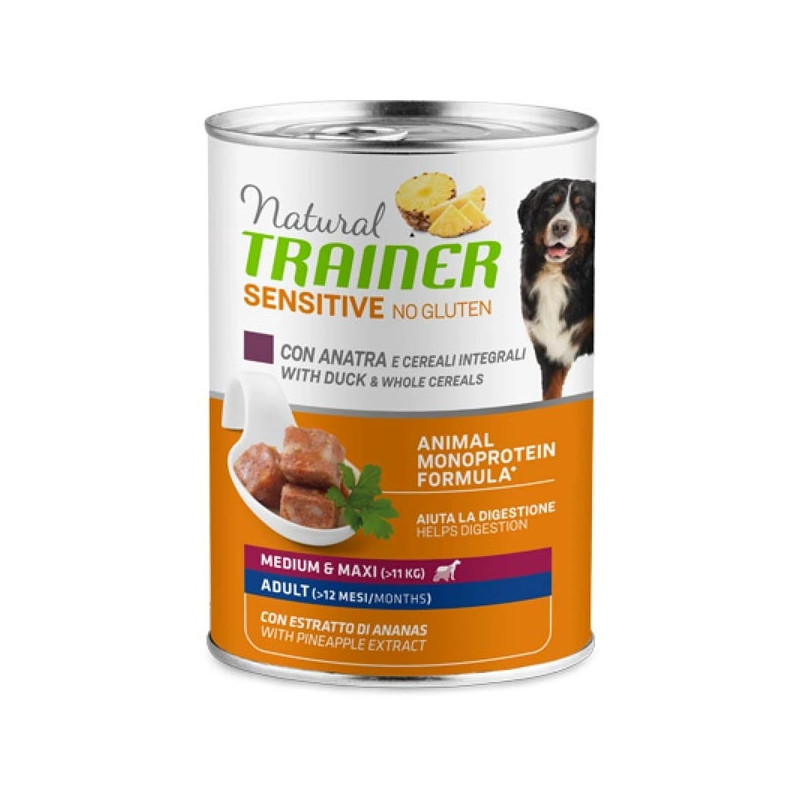 TRAINER Natural Sensitive No Gluten Medium & Maxi Adult mit Ente und Getreide 400 gr. TRAINER Natural Sensitive No Gluten Medium & Maxi Adult mit Ente und Getreide 400 gr.