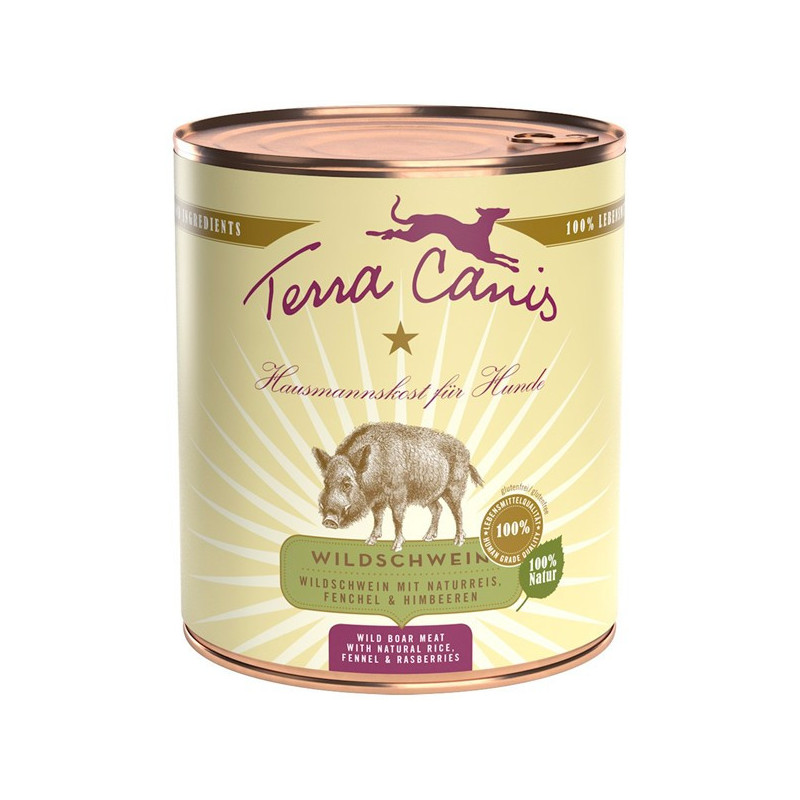 TERRA CANIS Classic Wild boar with brown rice, fennel and raspberry 800 gr.