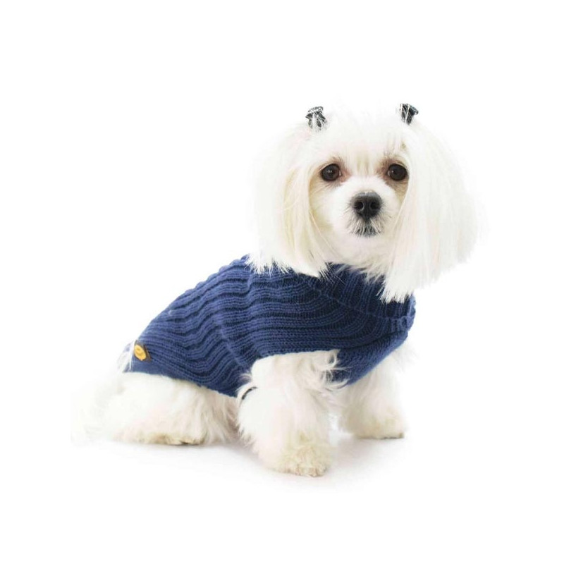 FASHION DOG Pullover aus Merinowolle und blauem Acryl Gr. 27