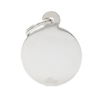 MY FAMILY Small Circle Basic Tag in Chromed Brass