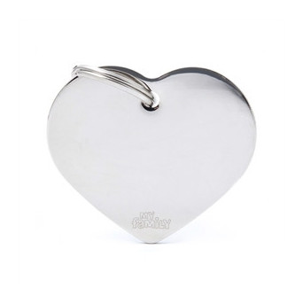 MY FAMILY Medaglietta Basic Cuore Grande in Ottone Cromato - 