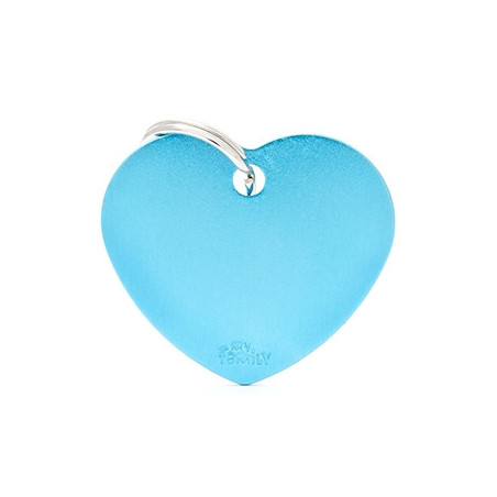 MY FAMILY Medaglietta Basic Cuore Grande in Alluminio Azzurro - 