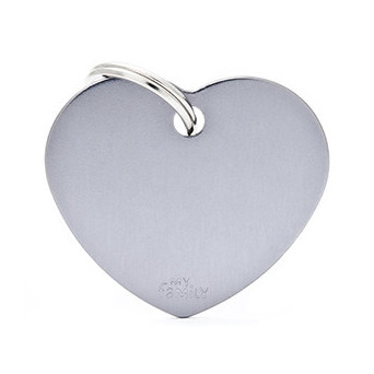 MY FAMILY Basic Big Heart ID Tag in Gray Aluminum