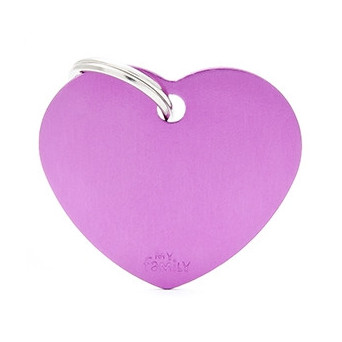 MY FAMILY Basic Big Heart Tag in Purple Aluminum