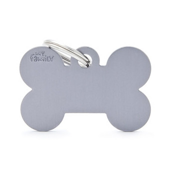MY FAMILY Medaglietta Basic Osso Grande Alluminio Grigio - 