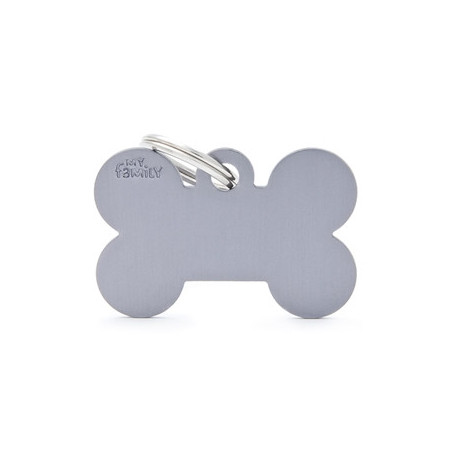 MY FAMILY Medaglietta Basic Osso Grande Alluminio Grigio - 