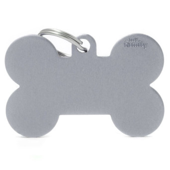 MY FAMILY Medaglietta Basic Osso XL Grigio in Alluminio - 