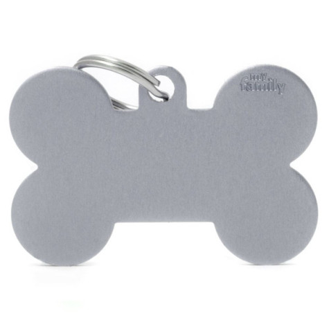 MY FAMILY Medaglietta Basic Osso XL Grigio in Alluminio