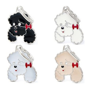 MY FAMILY Gray Poodle Friends ID Tag