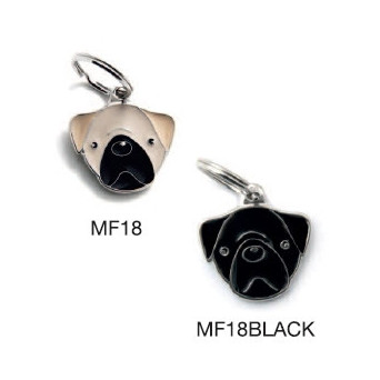 MY FAMILY Gray Pug Friends ID Tag