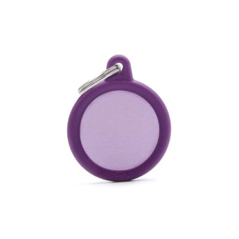 MY FAMILY Medaglietta Hushtag Cerchio Alluminio Viola con Gomma Viola - 