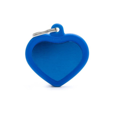MY FAMILY Medaglietta Hushtag Cuore Alluminio Blu con Gomma Blu - 