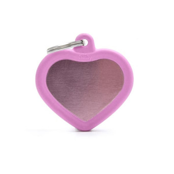 MY FAMILY Medaglietta Hushtag Cuore Alluminio Rosa con Gomma Rosa - 