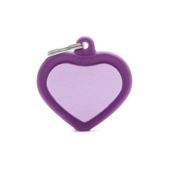 MY FAMILY Medaglietta Hushtag Cuore Alluminio Viola con Gomma Viola - 