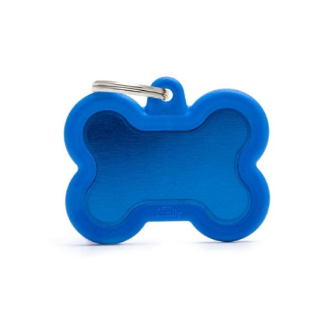 MY FAMILY Medaglietta Hushtag Osso Alluminio Blu con Gomma Blu - 