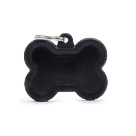 MY FAMILY Medaglietta Hushtag Osso Alluminio Nero con Gomma Nera - 