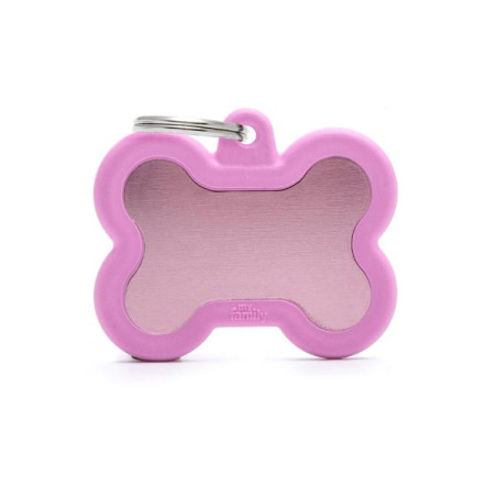 MY FAMILY Medaglietta Hushtag Osso Alluminio Rosa con Gomma Rosa - 