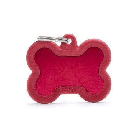 MY FAMILY Medaglietta Hushtag Osso Alluminio Rosso con Gomma Rossa - 