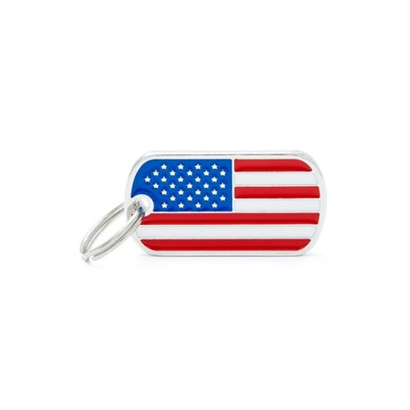 MY FAMILY Medaglietta Militare Piccola Bandiera Stati Uniti D'America - 