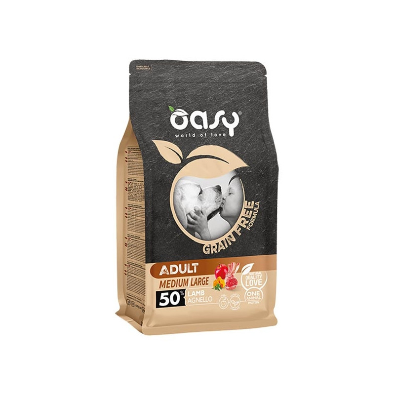 OASY Grain Free Adult Medium&Large con Agnello 2,5 kg.