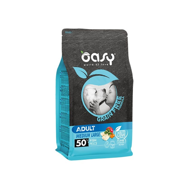 OASY Grain Free Adult Medium&Large con Pesce 12 kg.