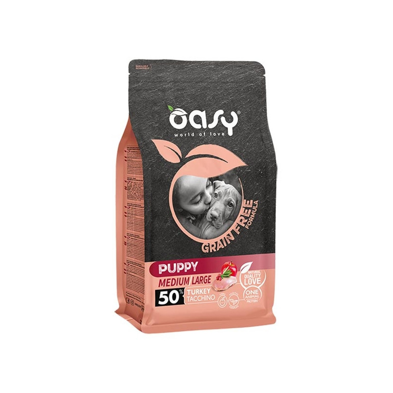 OASY Grain Free Adult Medium&Large con Tacchino 2,5 kg.
