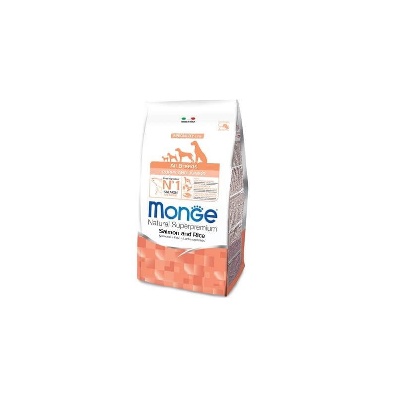 MONGE Natural Superpremium All Breeds Puppy & Junior Salmon and Rice 12 kg