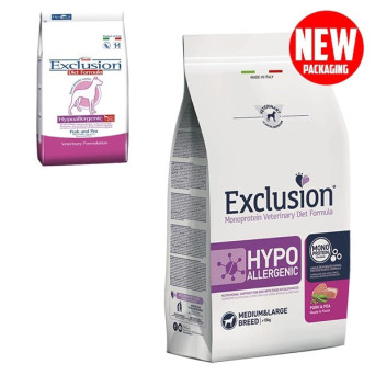 EXCLUSION Diet Hypoallergenic Medium / Large Breed Pork and Peas 2 kg.