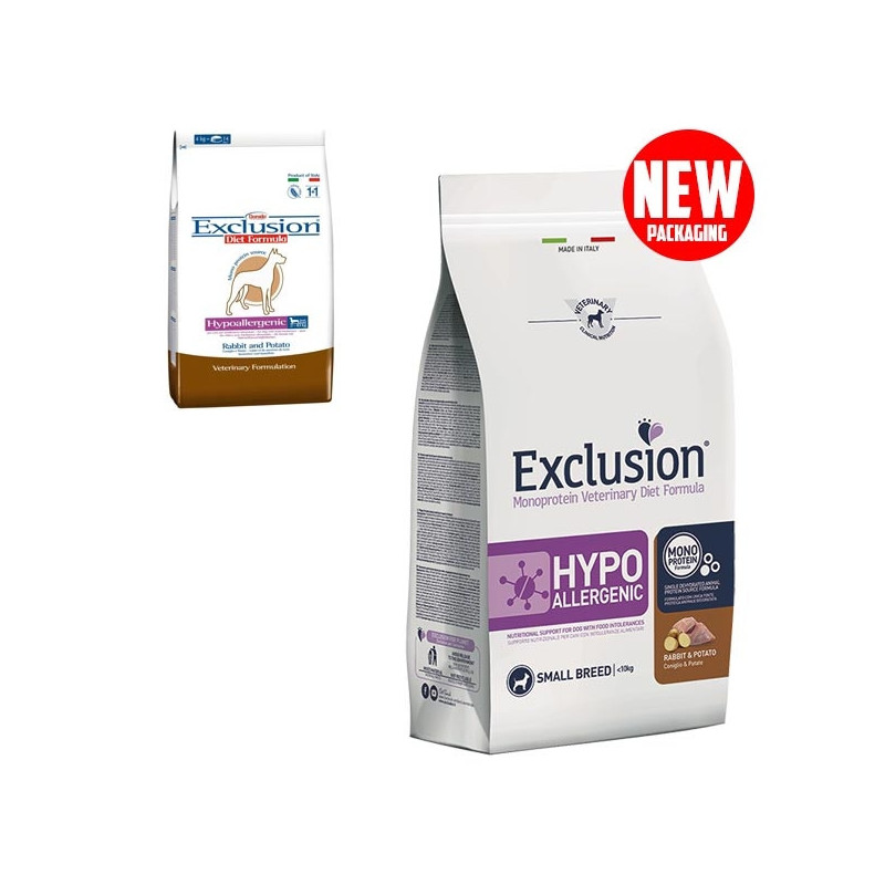EXCLUSION Diet Hypoallergenic Small Breed Coniglio e Patate 2 kg.