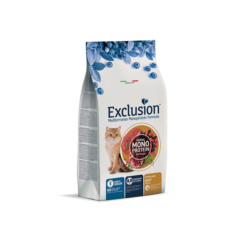 EXCLUSION Mediterraneo Monoprotein Sterilized Adult All Breeds Manzo 12 kg.