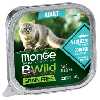 MONGE BWild Adult Paté Terrine Kabeljau mit Gemüse 100 gr.