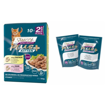 STUZZY CAT Specialty Plus Kätzchen mit Huhn und Schinken 12x100 gr.