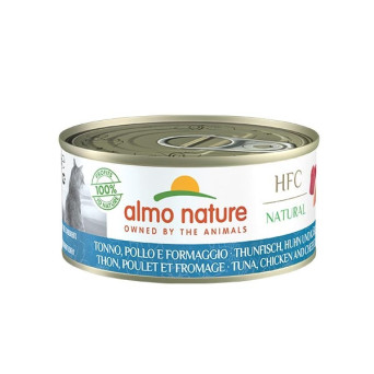 Almo Nature HFC Natürlicher Thunfisch, Huhn und Käse 150 gr.