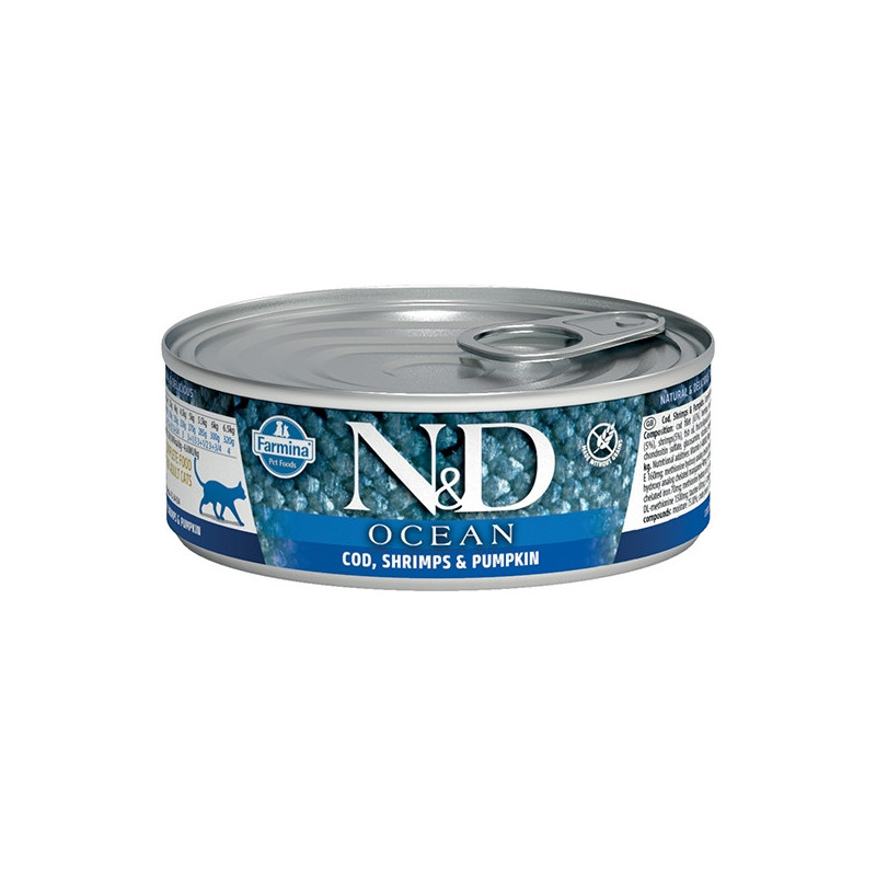 FARMINA N&D OCEAN con Merluzzo, Gamberetti e Zucca 80 gr.