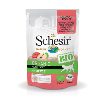 SCHESIR Bio Adult Cat Rind und Huhn mit Apfel 85 gr.