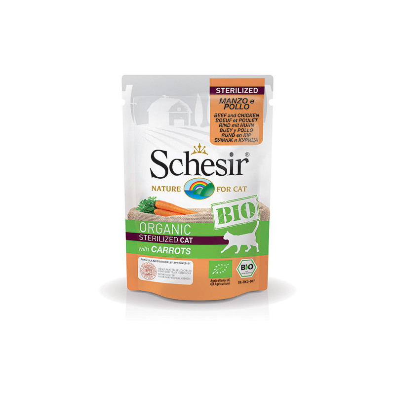 SCHESIR Bio Bio Adult Sterilisiertes Rind und Huhn mit Karotten 85 gr.