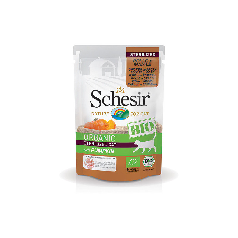 SCHESIR Bio Bio Adult Sterilised Huhn und Schwein mit Kürbis 85 gr.