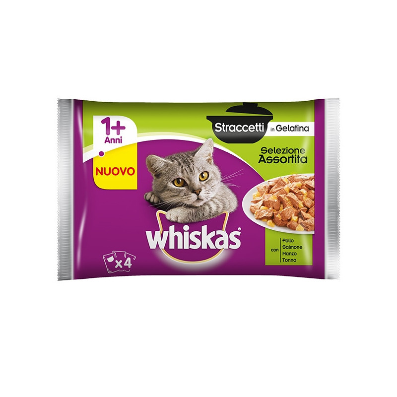 WHISKAS Straccetti in Gelatina Selezione Assortita (4 bustine da 85 gr.)