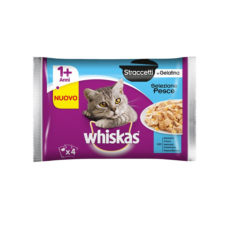 WHISKAS Straccetti in Gelatina Selezione Pesce (4 bustine da 85 gr.)