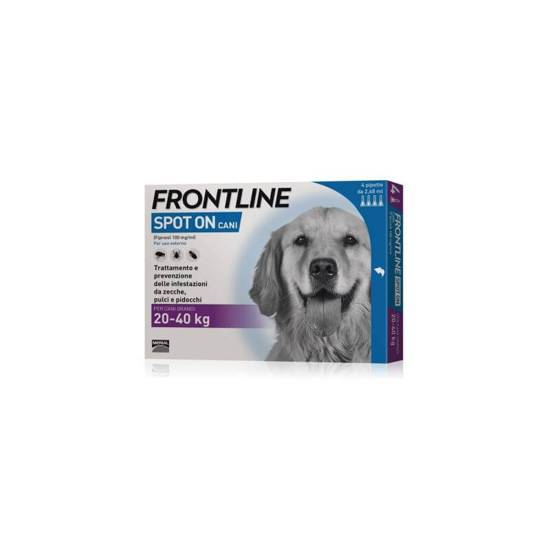 Frontline spot on large dogs 4 pipettes 2.68 ml 20-40 kg