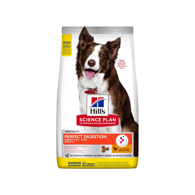 Hill's Pet Nutrition - Science Plan Perfect Digestion Medium Adult 1+ mit Huhn und Reis 2,50 kg Vollkorn