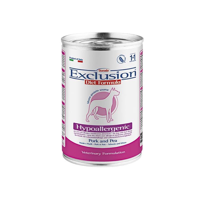 EXCLUSION Diet Hypoallergenic Maiale piselli da 400 gr.