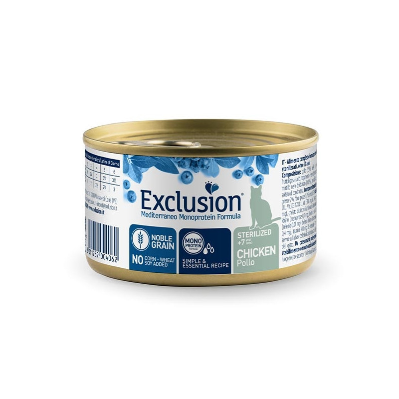 Exclusion - Mediterraneo Monoprotein Sterilized +7 All Breeds Pollo da 85 Gr.