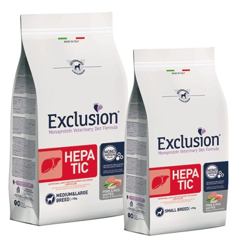 Exclusion Hepatic  Pork&Rice and Pea - Medium/Large Breed 12 kg. - 