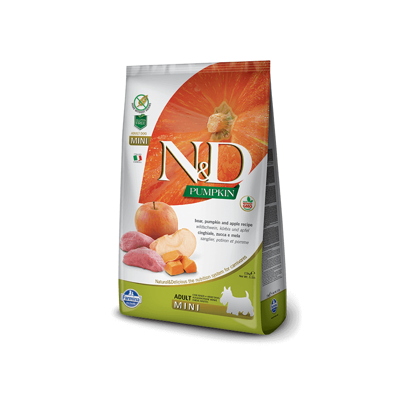 FARMINA N&D PUMPKIN Erwachsener Mini Wildschwein Kürbis und Apfel 800 g