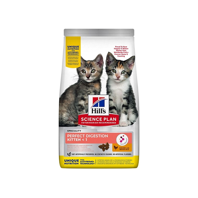 Hill's Perfect Digestion Kitten mit Huhn und braunem Reis 300 gr.