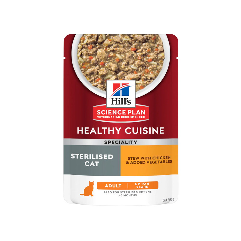 Hill's Pet Nutrition - Science Plan Healthy Cuisine Sterilised Cat Adult Spezzatino con Pollo 12x80gr.